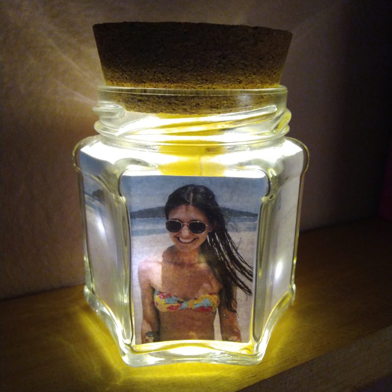 Foto no pote iluminado - Sextavado