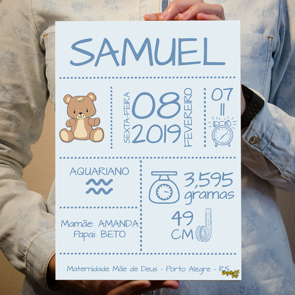 Quadro bebê menino urso
