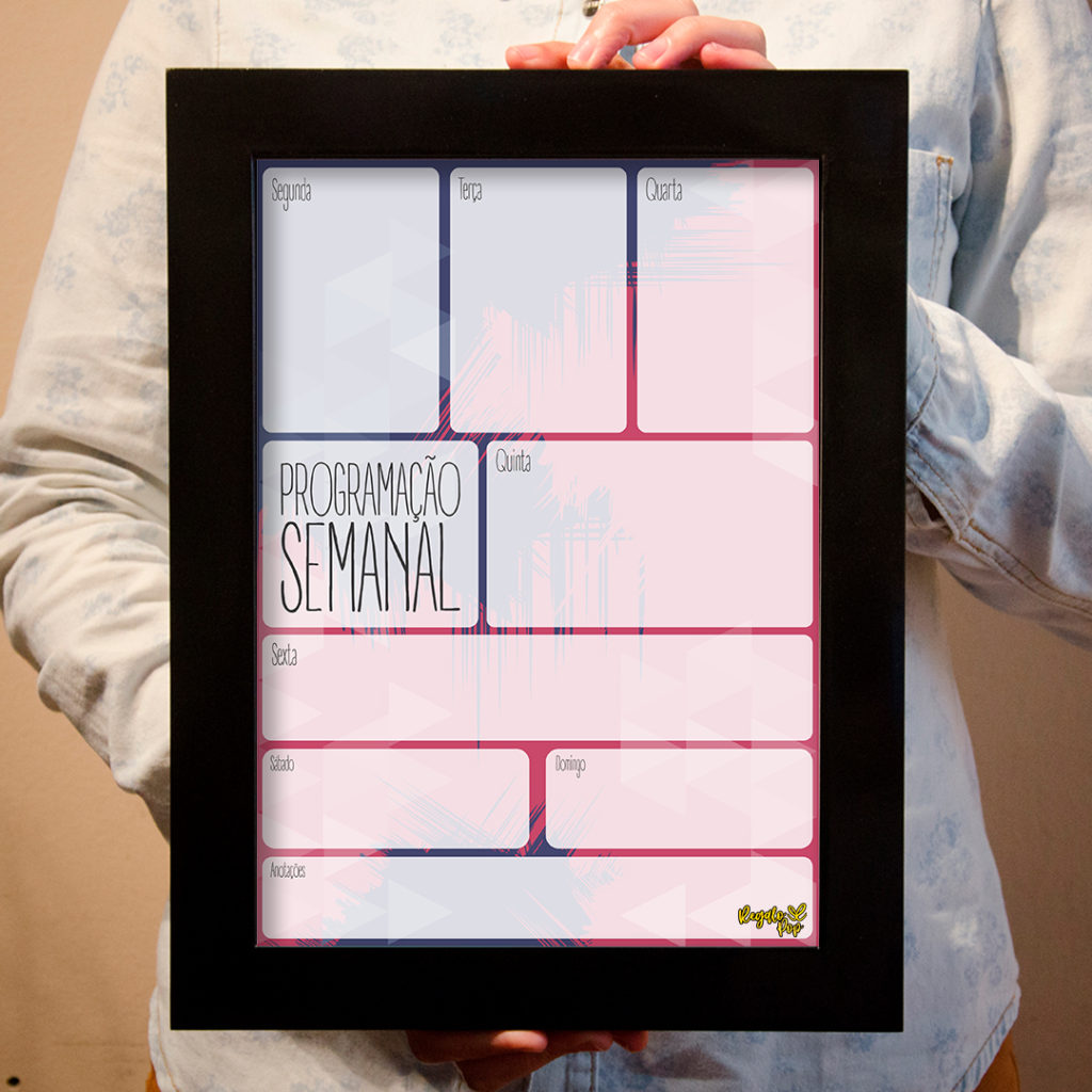 Quadro programação azul/rosa