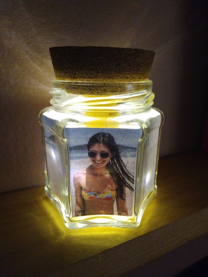 Foto no pote iluminado - Sextavado