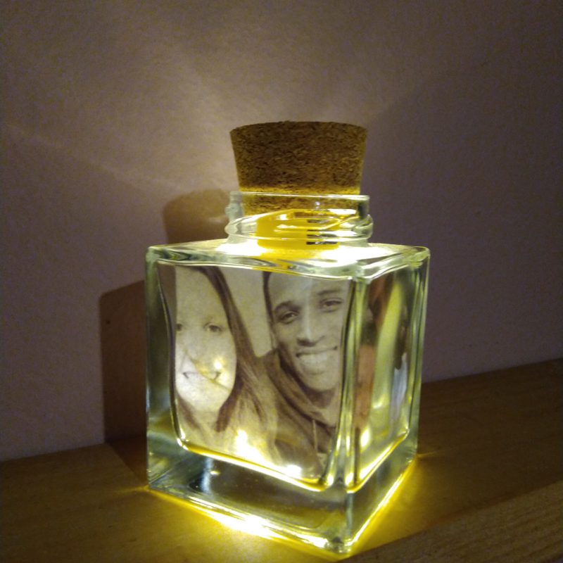 Foto no pote iluminado - Quadrado