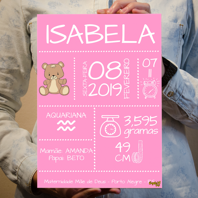 Quadro bebê menina urso